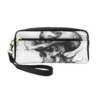 OIBNKCN Black and White Skull Versatile Travel Makeup Bag - Double-Sided Print, Ultra-Soft PU Leather Cosmetic Organizer for Women, Mothers Day Gifts & Teacher Appreciation