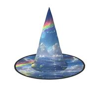 OIBNKCN Blue Sky Rainbow Halloween Hat Witch Hat – Perfect for Women, Men,Witches Hat Decor for Hanging, and Party Use