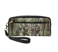OIBNKCN Chimpanzees competing in the jungle Versatile Travel Makeup Bag - Double-Sided Print, Ultra-Soft PU Leather Cosmetic Organizer for Women, Mothers Day Gifts & Teacher Appreciation