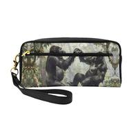 OIBNKCN Chimpanzees playing in the jungle Versatile Travel Makeup Bag - Double-Sided Print, Ultra-Soft PU Leather Cosmetic Organizer for Women, Mothers Day Gifts & Teacher Appreciation