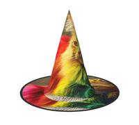 OIBNKCN Colorful cats. Halloween Hat Witch Hat â€“ Perfect for Women, Men,Witches Hat Decor for Hanging, and Party Use