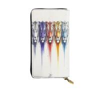 OIBNKCN Colorful Lion Head Premium Leather Wallet with Metal Zipper, Multiple Card Slots Cash Pockets, ideal Gift for Her or Him