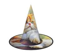 OIBNKCN Cute little cat lost in thought Halloween Hat Witch Hat - Perfect for Women, Men,Witches Hat Decor for Hanging, and Party Use