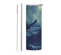 OIBNKCN Eagles spreading their wings on the waves Stainless Steel Coffee Mug-Insulated Travel Coffee Mug, Leak-Proof Lid & Reusable Stainless Steel Straw