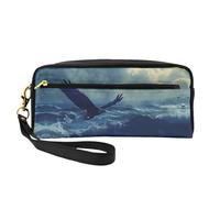OIBNKCN Eagles spreading their wings on the waves Versatile Travel Makeup Bag - Double-Sided Print, Ultra-Soft PU Leather Cosmetic Organizer for Women, Mothers Day Gifts & Teacher Appreciation