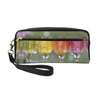 OIBNKCN Glass flowers Versatile Travel Makeup Bag - Double-Sided Print, Ultra-Soft PU Leather Cosmetic Organizer for Women, Mothers Day Gifts & Teacher Appreciation