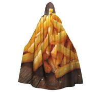 OIBNKCN Golden French fries Hooded Cloak for Men and Women-Durable and Stylish Black Cloak with Hood for Halloween, Cosplay and More.