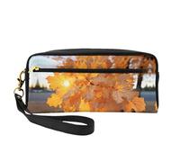 OIBNKCN Golden maple leaves under the sunshine Versatile Travel Makeup Bag - Double-Sided Print, Ultra-Soft PU Leather Cosmetic Organizer for Women, Mothers Day Gifts & Teacher Appreciation