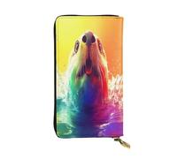 OIBNKCN honest colored seals Premium Leather Wallet with Metal Zipper, Multiple Card Slots Cash Pockets, ideal Gift for Her or Him