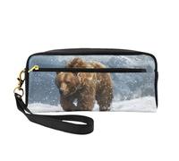 OIBNKCN Lonely Bear in the Blizzard Versatile Travel Makeup Bag - Double-Sided Print, Ultra-Soft PU Leather Cosmetic Organizer for Women, Mothers Day Gifts & Teacher Appreciation