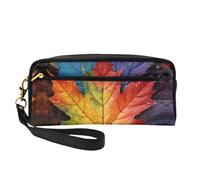 OIBNKCN maple leaves with dew Versatile Travel Makeup Bag - Double-Sided Print, Ultra-Soft PU Leather Cosmetic Organizer for Women, Mothers Day Gifts & Teacher Appreciation