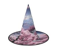 OIBNKCN Mountain cherry blossoms Halloween Hat Witch Hat - Perfect for Women, Men,Witches Hat Decor for Hanging, and Party Use