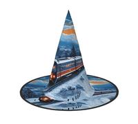 OIBNKCN Mountain snow train Halloween Hat Witch Hat â€“ Perfect for Women, Men,Witches Hat Decor for Hanging, and Party Use