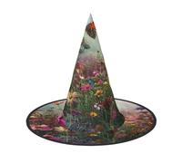 OIBNKCN Mysterious Rainbow Garden Halloween Hat Witch Hat - Perfect for Women, Men,Witches Hat Decor for Hanging, and Party Use
