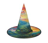 OIBNKCN Rainbow in the Woods. Halloween Hat Witch Hat â€“ Perfect for Women, Men,Witches Hat Decor for Hanging, and Party Use