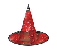 OIBNKCN Red maple leaves with dew Halloween Hat Witch Hat - Perfect for Women, Men,Witches Hat Decor for Hanging, and Party Use