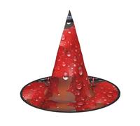 OIBNKCN Red maple leaves with dew Halloween Hat Witch Hat - Perfect for Women, Men,Witches Hat Decor for Hanging, and Party Use