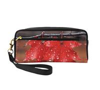 OIBNKCN Red maple leaves with dew Versatile Travel Makeup Bag - Double-Sided Print, Ultra-Soft PU Leather Cosmetic Organizer for Women, Mothers Day Gifts & Teacher Appreciation