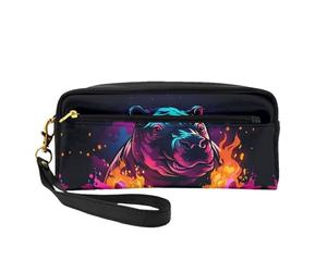OIBNKCN Rhinoceros emerging from the flames Versatile Travel Makeup Bag - Double-Sided Print, Ultra-Soft PU Leather Cosmetic Organizer for Women, Mothers Day Gifts & Teacher Appreciation