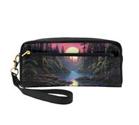 OIBNKCN Riverside moon Versatile Travel Makeup Bag - Double-Sided Print, Ultra-Soft PU Leather Cosmetic Organizer for Women, Mothers Day Gifts & Teacher Appreciation