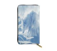 OIBNKCN sacred snow wolf Premium Leather Wallet with Metal Zipper, Multiple Card Slots Cash Pockets, ideal Gift for Her or Him