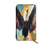 OIBNKCN screaming eagle flying Premium Leather Wallet with Metal Zipper, Multiple Card Slots Cash Pockets, ideal Gift for Her or Him