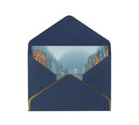 OIBNKCN Ships in the riverUnique Elegant Greeting Cards-Blank Inside, All Occasion Card Assortment,Includes Envelopes and Gold Stickers.