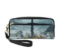 OIBNKCN Snow Cross Versatile Travel Makeup Bag - Double-Sided Print, Ultra-Soft PU Leather Cosmetic Organizer for Women, Mothers Day Gifts & Teacher Appreciation