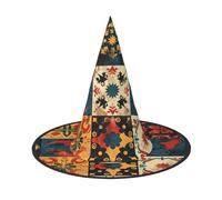 OIBNKCN Splicing ancient patterns Halloween Hat Witch Hat - Perfect for Women, Men,Witches Hat Decor for Hanging, and Party Use