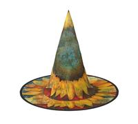 OIBNKCN Sunflowers elements Halloween Hat Witch Hat â€“ Perfect for Women, Men,Witches Hat Decor for Hanging, and Party Use