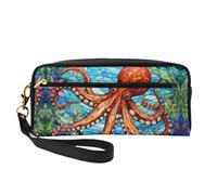 OIBNKCN The abstract colored octopus Versatile Travel Makeup Bag - Double-Sided Print, Ultra-Soft PU Leather Cosmetic Organizer for Women, Mothers Day Gifts & Teacher Appreciation