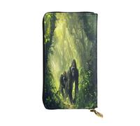 OIBNKCN The gorilla crossing Premium Leather Wallet with Metal Zipper, Multiple Card Slots Cash Pockets, ideal Gift for Her or Him