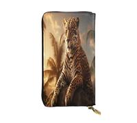 OIBNKCN The leopard lost Premium Leather Wallet with Metal Zipper, Multiple Card Slots Cash Pockets, ideal Gift for Her or Him