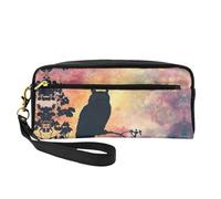OIBNKCN The owl's silhouette on its head Versatile Travel Makeup Bag - Double-Sided Print, Ultra-Soft PU Leather Cosmetic Organizer for Women, Mothers Day Gifts & Teacher Appreciation