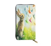 OIBNKCN The rabbit yearning Premium Leather Wallet with Metal Zipper, Multiple Card Slots Cash Pockets, ideal Gift for Her or Him