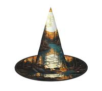 OIBNKCN The sun and trees. Halloween Hat Witch Hat – Perfect for Women, Men,Witches Hat Decor for Hanging, and Party Use