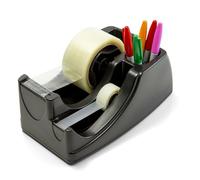 OIC Officemate 2-in-1 Heavy Duty Tape Dispenser with Storage Compartment, Black