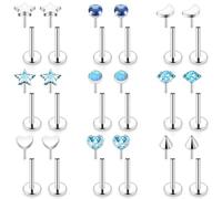 Oicctyzio Threadless Medusa Lip Tragus Monroe Labret Conch Ashley Forward Helix 16g Philtrum Snake Bite Push In Nap Flat Back Body Piercing Jewelry Rings Earrings for Women Men 16 Gauge Surgical Steel