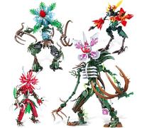 Oichy Building Blocks 4 PCS Movable Flower Brick Toy Sets Animals Building Blocks Supernatural Mech Monster Brick Sets for Collection and Gifts