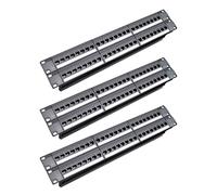 OICIB 3X 19Inch 1U Cabinet Rack Pass-Through 24 Port CAT6 Panel RJ45 Cable Adapter Modular