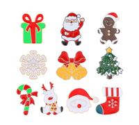 OIDEA 10 Pieces Christmas Brooch Pins Set for Women: Small Cute Colorful Christmas Tree Snowman Santa Claus Hat Socks Candy Cane Elk Badge Clothes Bags Hats Accessories