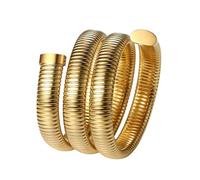Oidea 14K Gold Plated Bracelets for Women: 12MM Wide Chunky Wrap Layered Snake Bracelet Arm Cuff Bangle Stainless Steel Stretch Bracelet Jewelry Gifts