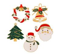 OIDEA 5 Pieces Christmas Brooch Pins Set for Women: Small Cute Colorful Christmas Tree Snowman Wreath Santa Claus Cartoon Pin Badge Clothes Bags Hats Accessories