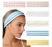 OIDEA 6 Piece Stretchy Headbands for Women: 2.36 Inche Thick Stripe Non Slip Elastic Soft Fabric Floral Head Bands Daily Workout Sports Running Yoga Hair Accessory Set