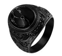 Oidea Black Onyx Rings for Men: Retro Men's rings Stainless Steel Ring Cocktail Party Biker Signet Ring Band Men's Jewelry Gift, Size 7-14