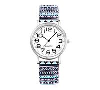 Oidea Bohemia Elastic Watches for Women: Boho Floral Big Arabic Numerals Easy Reader Analog Quartz Stretch Band Ladies Watch Stainless Steel Expansion Band Wristwatch