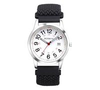 Oidea Braided Elastic Nurse Watch for Medical: 12/24 Hour Military Time Day Date Dial Second Hand Analog Casual Watch for Medical Professionals Students Doctors, Gray Band