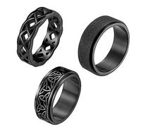 Oidea Celtic Knot Rings for Men Women - 8mm Black Tone Stainless Steel Fidget Spinner Ring Celtic Knot Eternity Finger Ring Irish Ring Wedding Engagement Promise Ring Band,Size by Choice