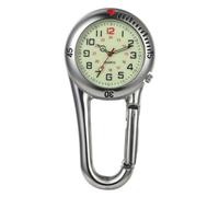 Oidea Clip on Carabiner Watches: Men Women Digital Backpack Fob Watch Pocket Watch Night Light for Doctors Nurses Chefs Climbers Home Office Outdoor Sports Rock Climbing Activities, Silver