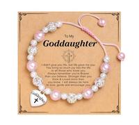 Oidea Colorful Pearl Baptism Bracelet: First Confirmation Gift for Girls - Goddaughter Inspirational Jewelry